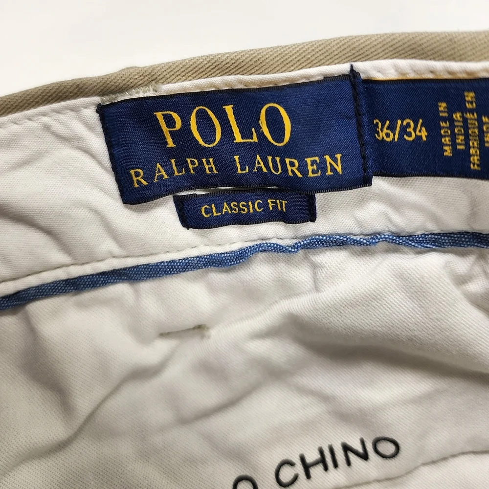 Polo Ralph Lauren Beige Cotton Flat Front Casual Pants Men's‎ Solid 36/34